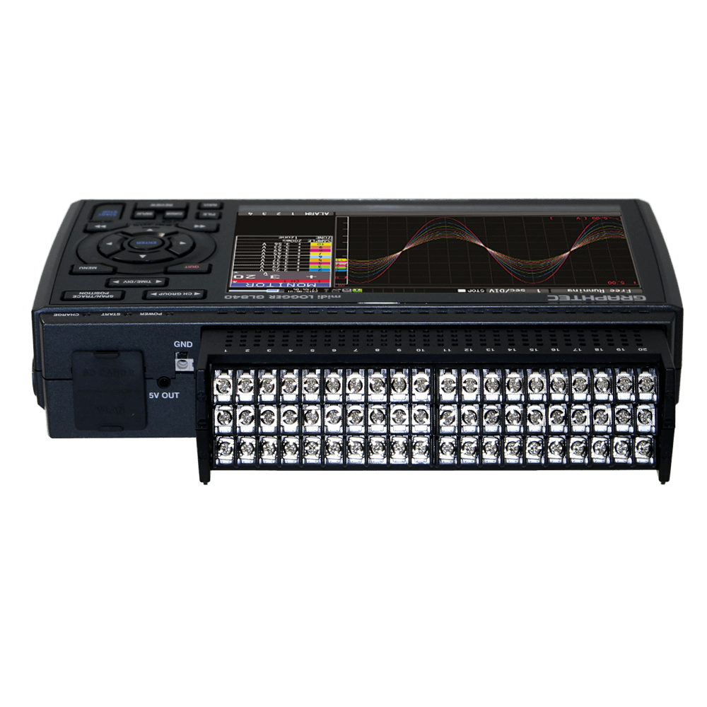 Graphtec Data logger, 20-channel, 10 ms, 300 Vss, with high accuracy, 4 GB Flash