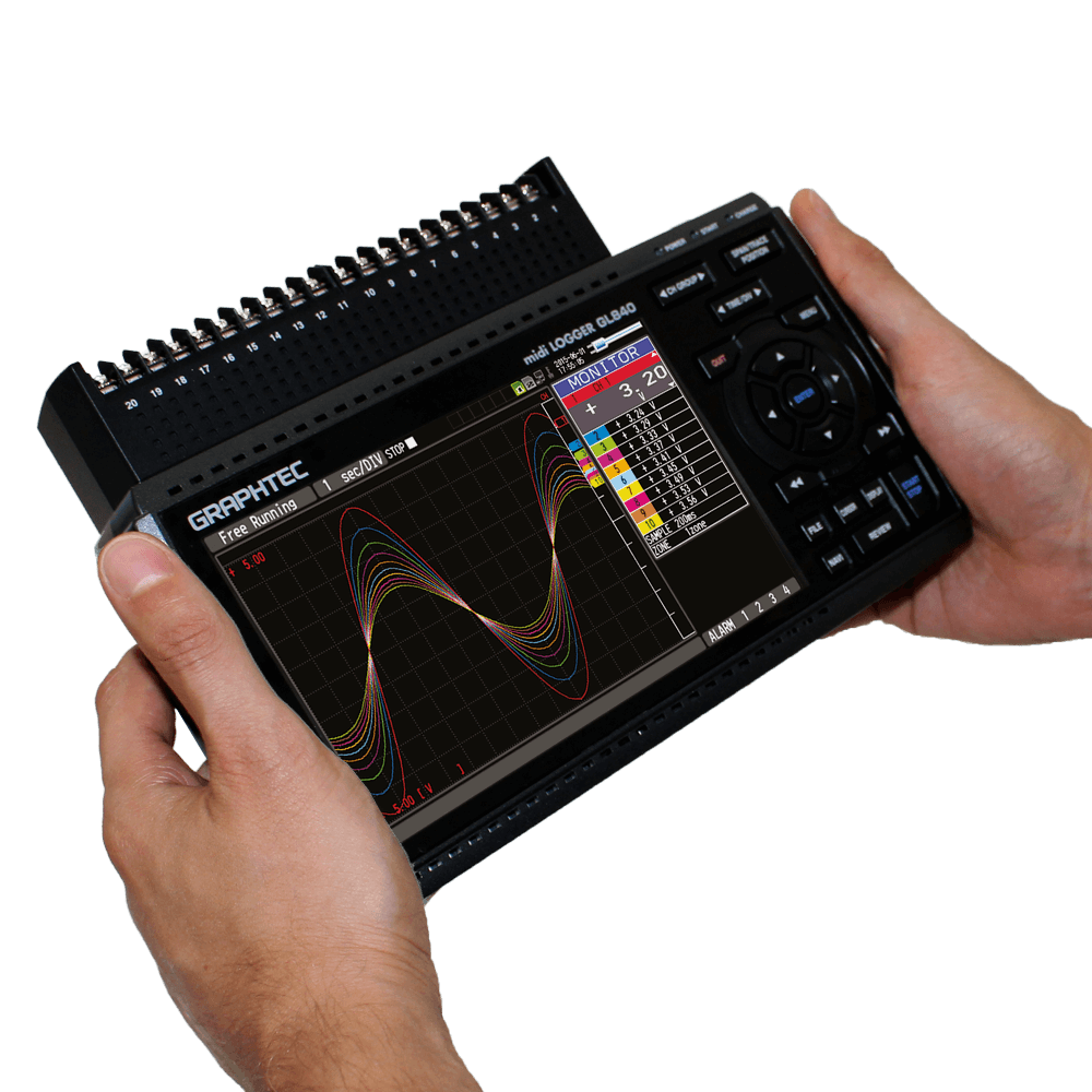 Graphtec Data logger, 20-channel, 10 ms, 300 Vss, with high accuracy, 4 GB Flash