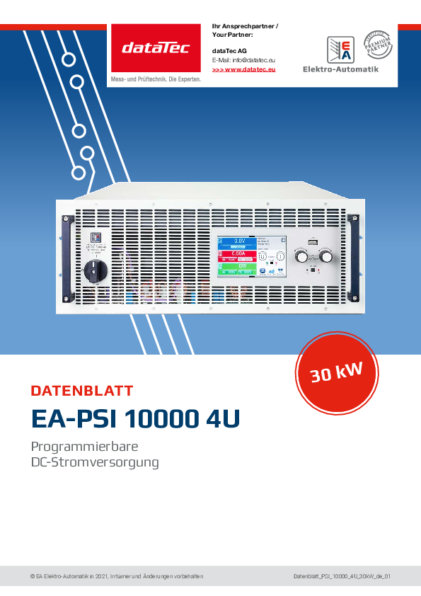 EA Elektro-Automatik PSI9080-20DT Unidirektionale Netzgeräte