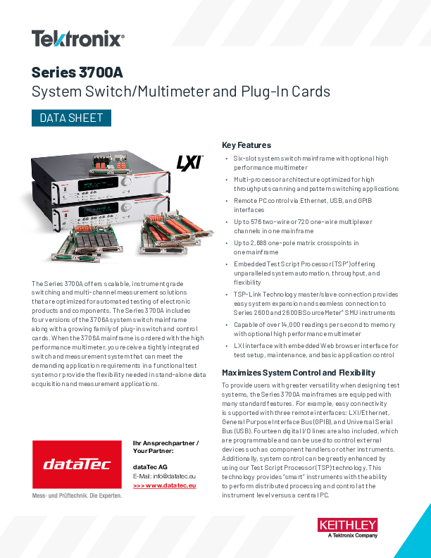 3706A | Modular switching and data acquisition system, basic device, 6-slot  mainframe, integrated 7.5-digit high-performance digital multimeter, up to  576 multiplexer channels. | buy & inquire